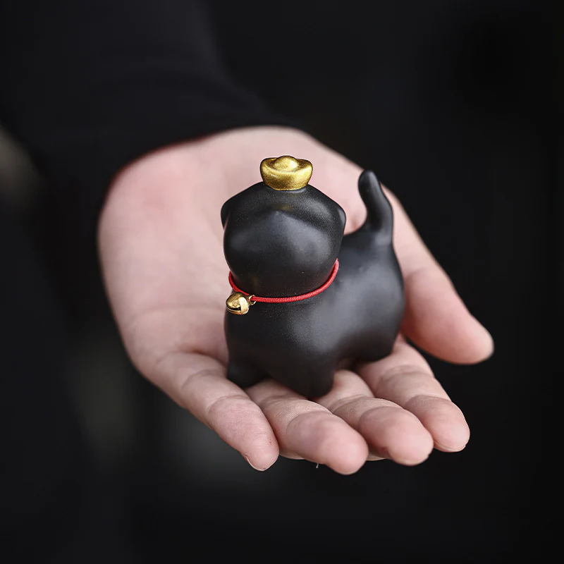 Buddha Stones Mini Szczęście Kot Herbata Sztabka Ceramiczna Figurka Dekoracja Biurka Domowego