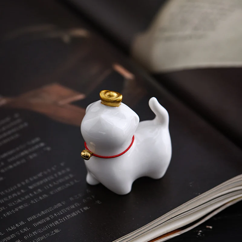 Buddha Stones Mini Szczęście Kot Herbata Sztabka Ceramiczna Figurka Dekoracja Biurka Domowego - Image 8