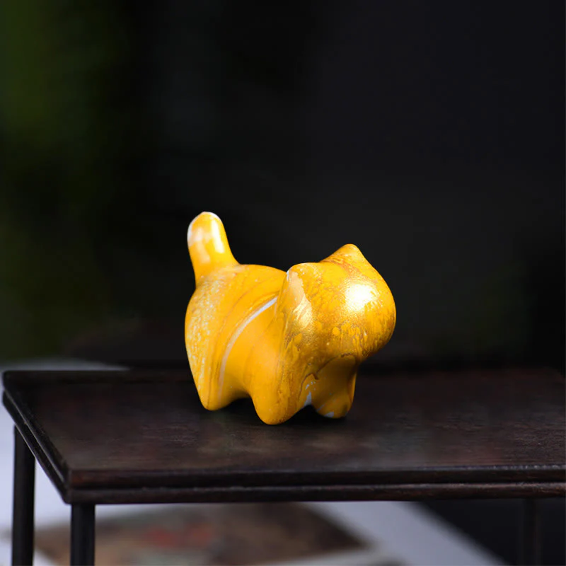 Buddha Stones Mini Uroczy Kot Drewno Hebanowe Lakier Rzemiosło Dekoracja Pokoju - Image 6