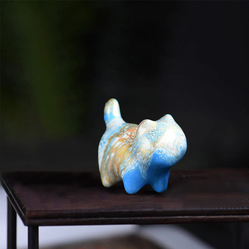 Buddha Stones Mini Uroczy Kot Drewno Hebanowe Lakier Rzemiosło Dekoracja Pokoju - Image 8