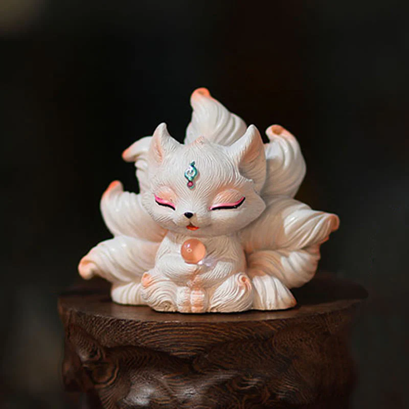 Buddha Stones Miniaturowe Dziewięcioogoniaste Lisy Szczęście Żywica Dekoracja Domowego Biurka - Image 4