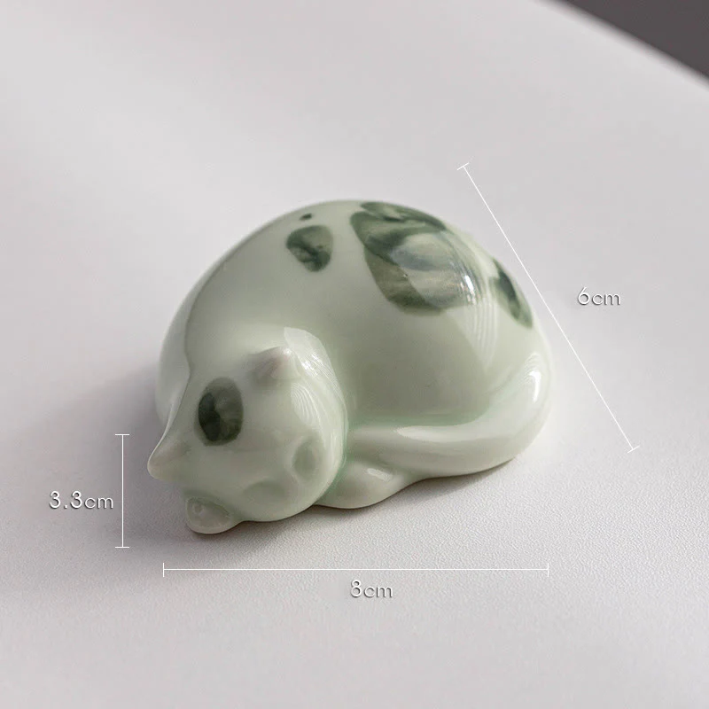 Buddha Stones Miniaturowe Szczęśliwe Słodkie Plamki Stojący Kot Śpiący Kociak Ceramiczna Figurka Dekoracja - Image 18