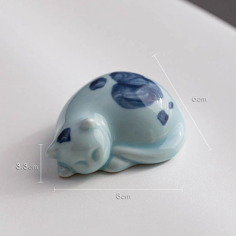Buddha Stones Miniaturowe Szczęśliwe Słodkie Plamki Stojący Kot Śpiący Kociak Ceramiczna Figurka Dekoracja - Image 23