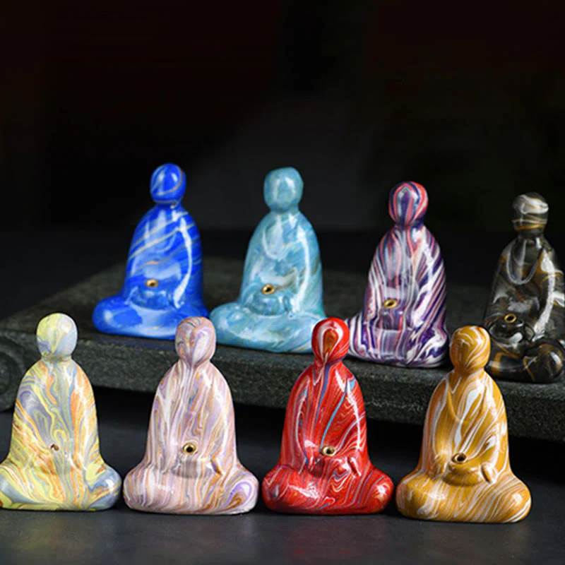 Buddha Stones Miniaturowy Bezpostaciowy Budda Drewno Hebanowe Lakier Rzemiosło Pokój Kadzidełko Dekoracja - Image 2