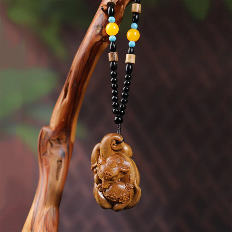 Buddha Stones Mini Dziewięcioogonowy Lis Zielony Sandałowiec Dekoracja Pokoju Dekoracja Wisząca na Samochód - Image 7