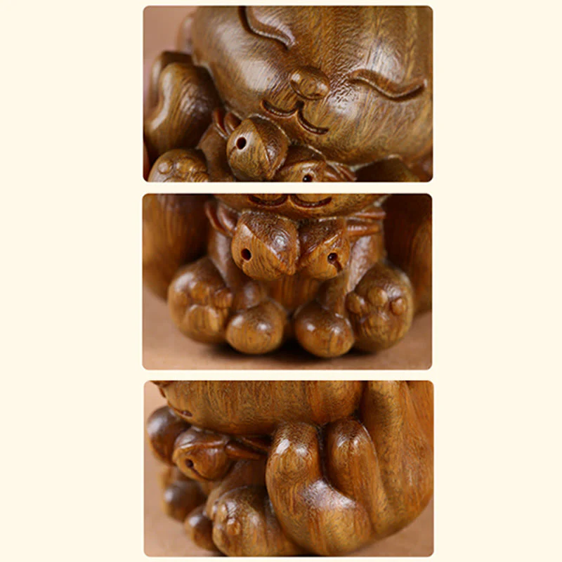 Buddha Stones Mini Dziewięcioogonowy Lis Kość Słoniowa Owoc Sandałowiec Zielony Sandałowiec Błogosławieństwo Dekoracja - Image 23