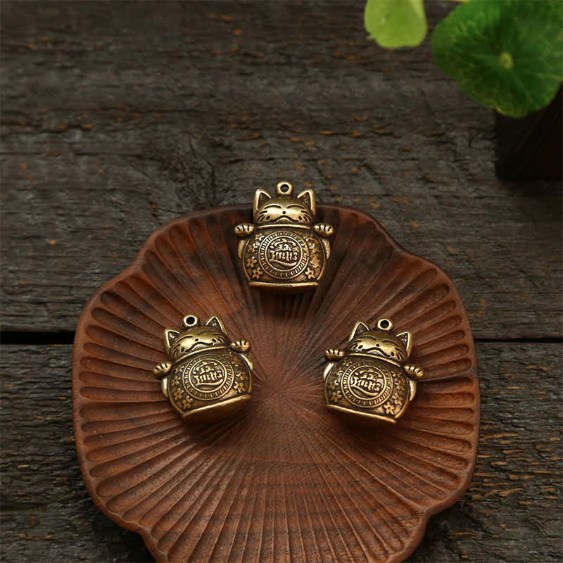 Buddha Stones Mosiężne chińskie monety z wizerunkiem kota szczęścia, breloczki do kluczy z symbolem bogactwa - Image 17