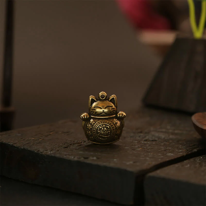 Buddha Stones Mosiężne chińskie monety z wizerunkiem kota szczęścia, breloczki do kluczy z symbolem bogactwa - Image 18