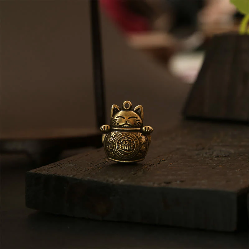 Buddha Stones Mosiężne chińskie monety z wizerunkiem kota szczęścia, breloczki do kluczy z symbolem bogactwa - Image 19