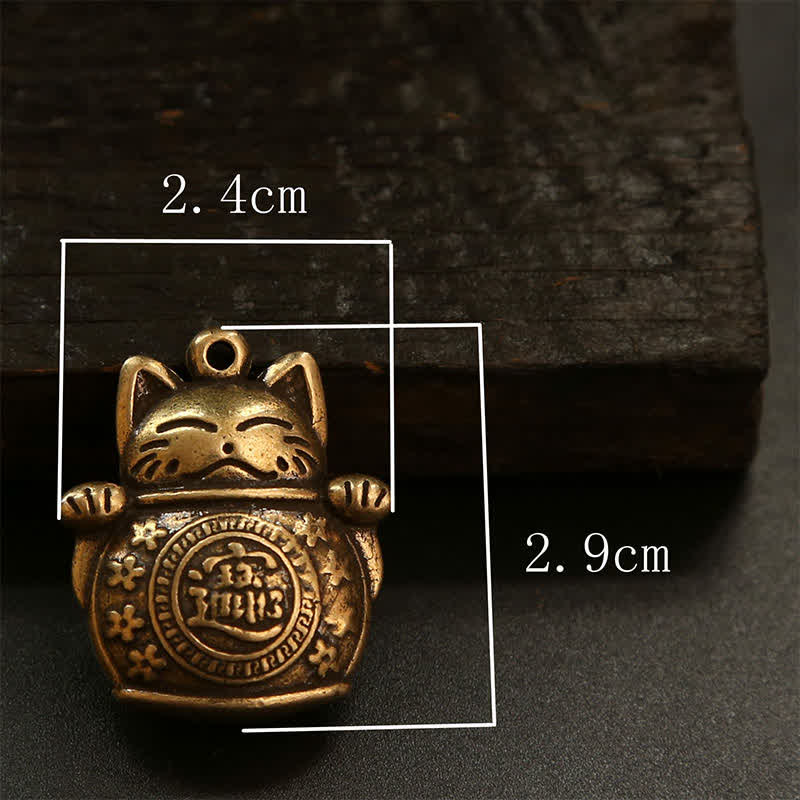 Buddha Stones Mosiężne chińskie monety z wizerunkiem kota szczęścia, breloczki do kluczy z symbolem bogactwa - Image 21