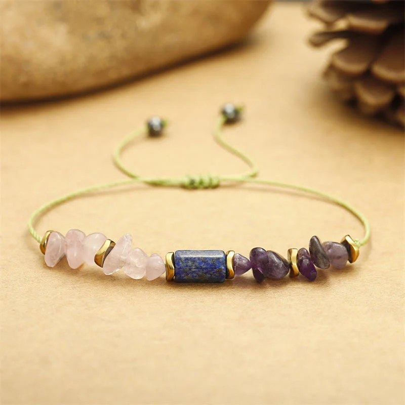 Buddha Stones, najlepsi przyjaciele na zawsze, ametyst, kwarc różowy, lazuryt, bransoletka duchowa z lapis lazuli - Image 5