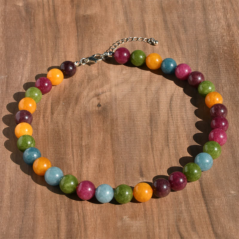 Buddha Stones Naszyjnik leczniczy z koralikami z naturalnego kryształu akwamarynu i turmalinu o średnicy 12 mm - Image 3
