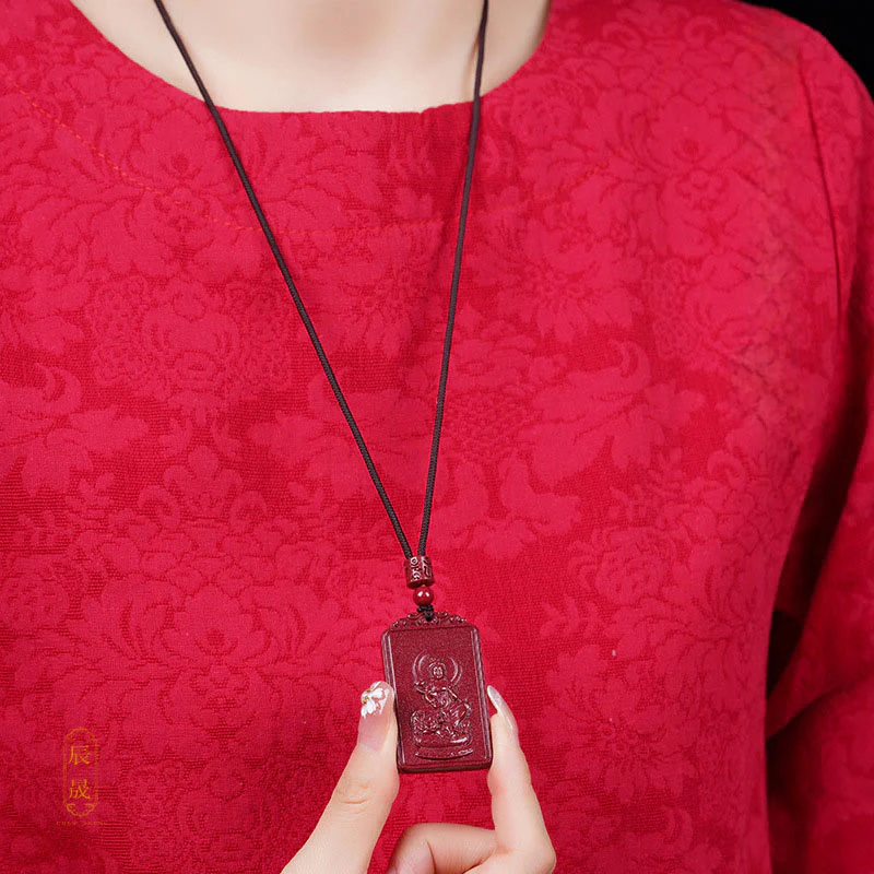 Buddha Stones Naszyjnik z chińskim znakiem zodiaku, narodzinami Buddy, cynobrowym błogosławieństwem - Image 17