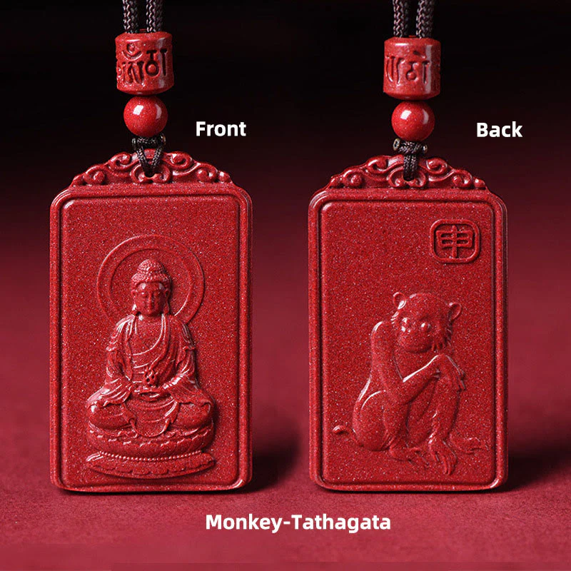 Buddha Stones Naszyjnik z chińskim znakiem zodiaku, narodzinami Buddy, cynobrowym błogosławieństwem - Image 21