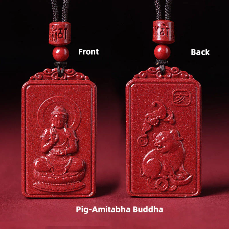 Buddha Stones Naszyjnik z chińskim znakiem zodiaku, narodzinami Buddy, cynobrowym błogosławieństwem - Image 24