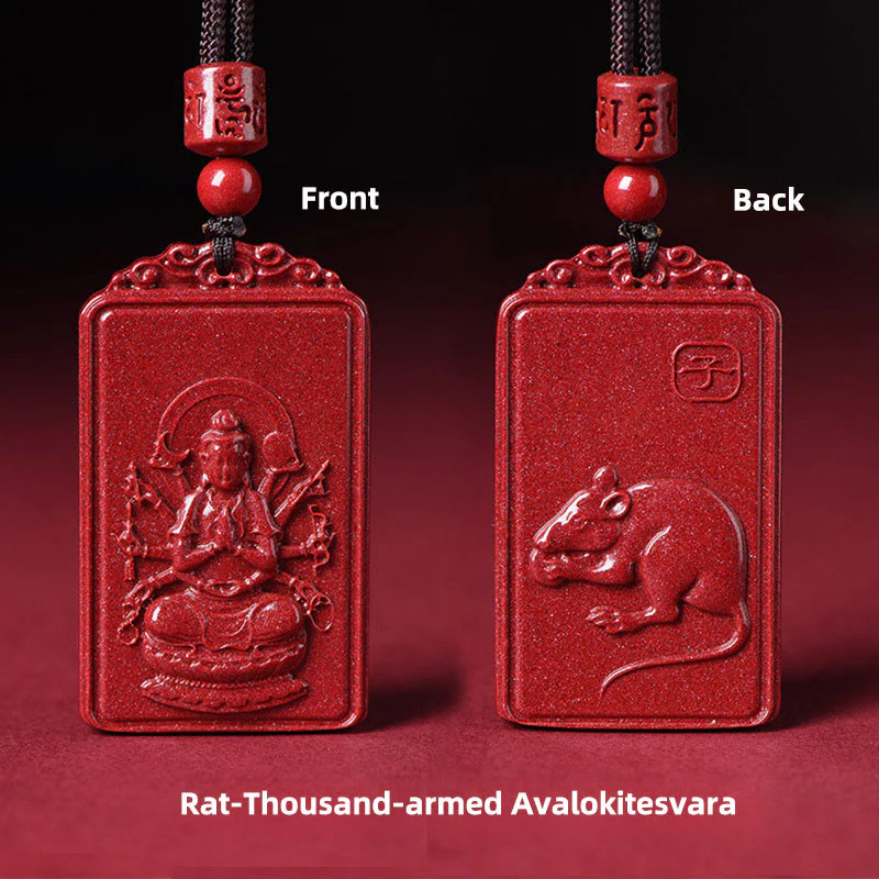 Buddha Stones Naszyjnik z chińskim znakiem zodiaku, narodzinami Buddy, cynobrowym błogosławieństwem - Image 7