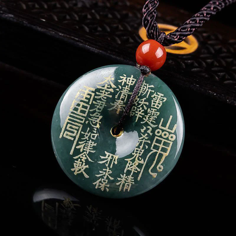 Buddha Stones Naszyjnik z jadeitu z klamrą "Mountain Ghosts Spend Money Peace Buckle" z wisiorkiem - Image 3