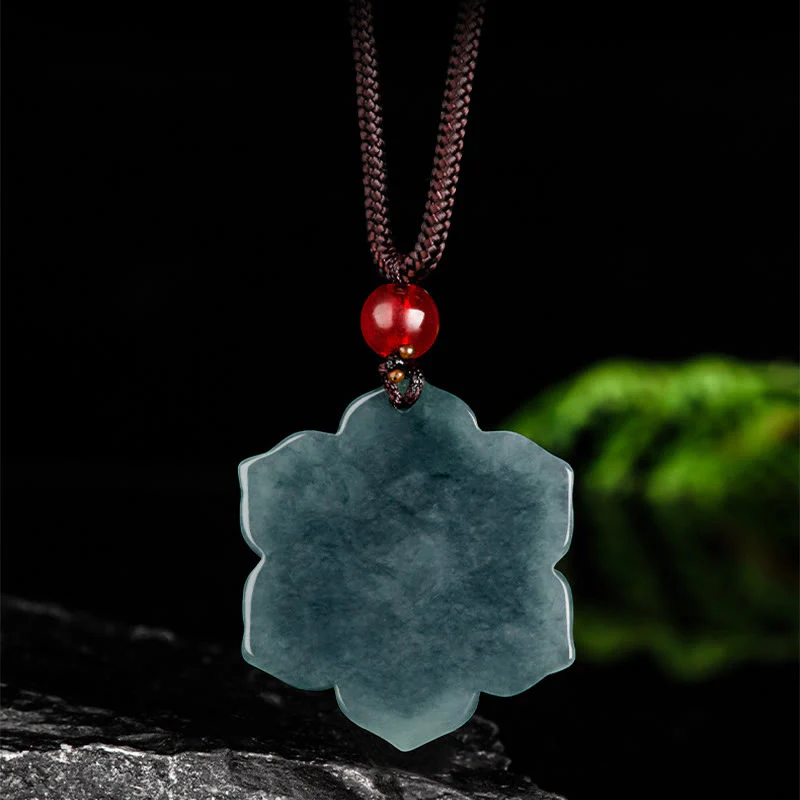 Buddha Stones Naszyjnik z jadeitu z kwiatem brzoskwini i wisiorkiem na temat dobrobytu - Image 8