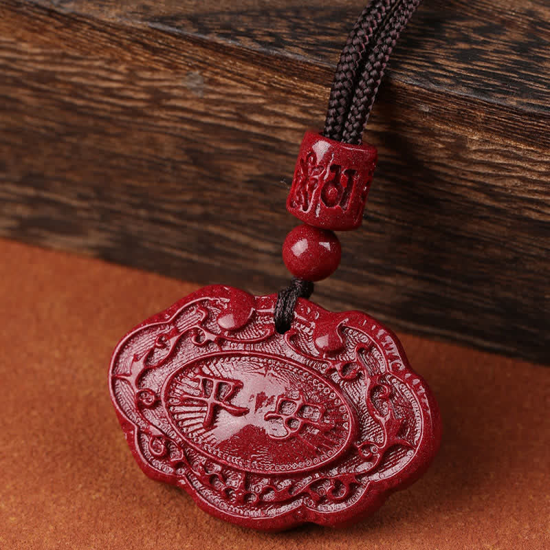 Buddha Stones Naszyjnik z liną i zamkiem szczęścia Cinnabar Fu - Image 3