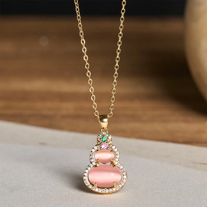 Buddha Stones Naszyjnik z wisiorkiem i różowym chalcedonem i tykwą optymistyczny - Image 10
