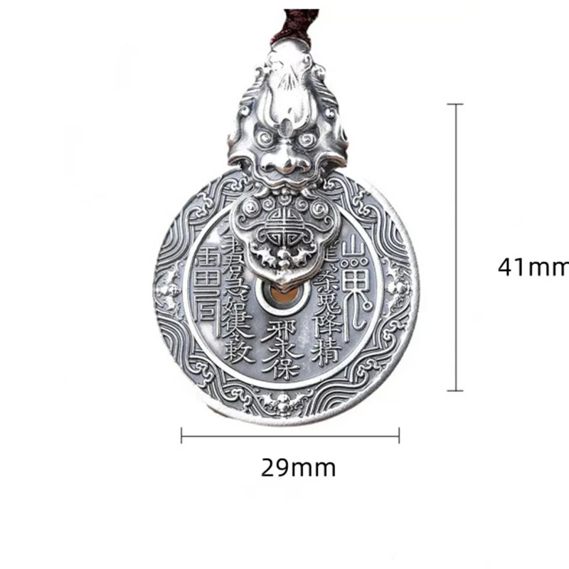 Buddha Stones Naszyjnik z wisiorkiem Mountain Ghosts Spend Money Bagua Design Copper PiXiu Harmony - Image 11