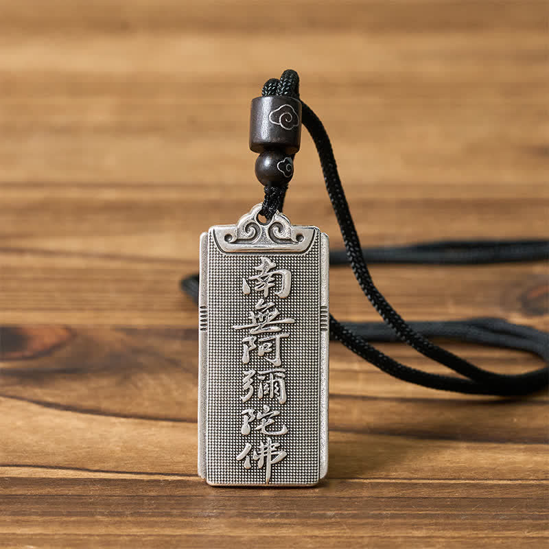 Buddha Stones Naszyjnik z wisiorkiem "Namo Amitabha Rope Luck" pokryty miedzią i srebrem - Image 4