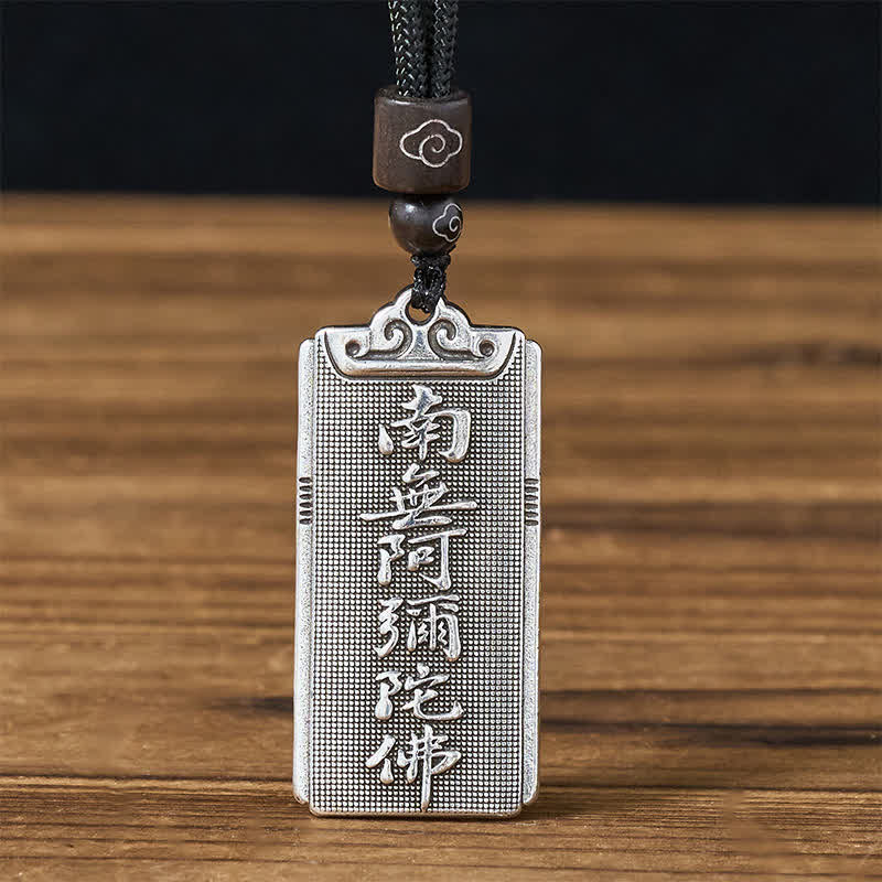 Buddha Stones Naszyjnik z wisiorkiem "Namo Amitabha Rope Luck" pokryty miedzią i srebrem - Image 5