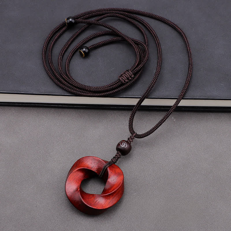 Buddha Stones Naszyjnik z wisiorkiem z czerwonego drzewa sandałowego Infinite Knot Eternity Rope - Image 5