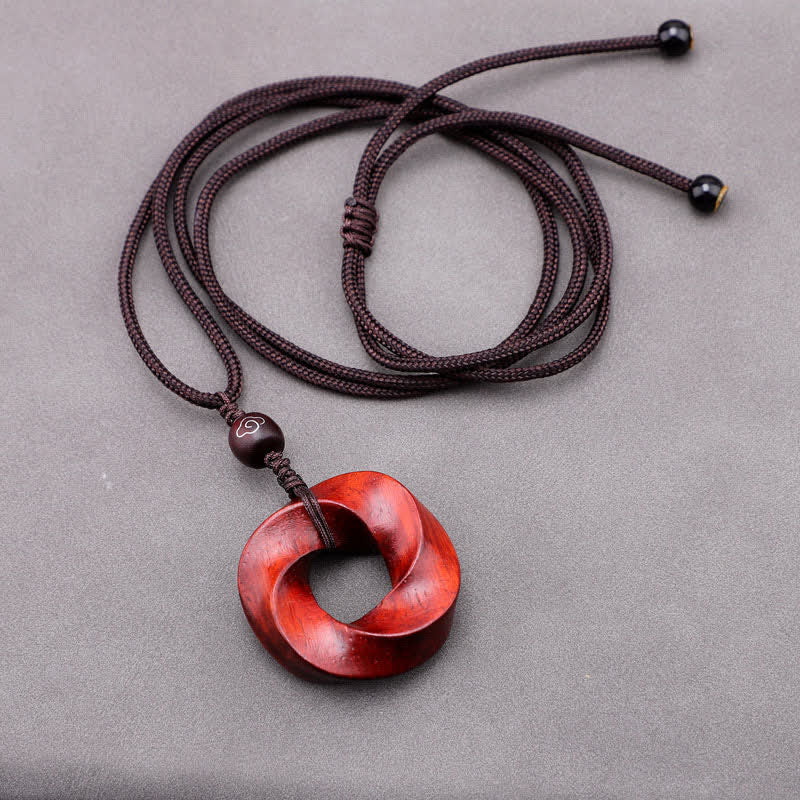 Buddha Stones Naszyjnik z wisiorkiem z czerwonego drzewa sandałowego Infinite Knot Eternity Rope - Image 7