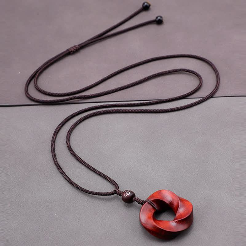 Buddha Stones Naszyjnik z wisiorkiem z czerwonego drzewa sandałowego Infinite Knot Eternity Rope - Image 8