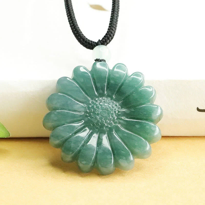 Buddha Stones Naszyjnik z wisiorkiem z jadeitu słonecznikowego
