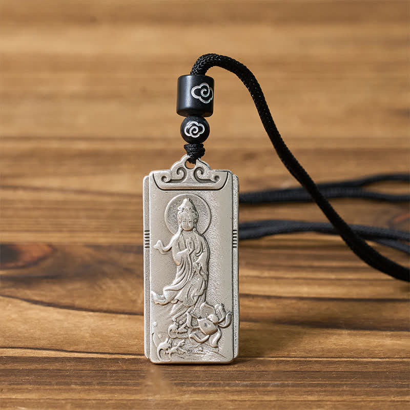 Buddha Stones Naszyjnik z wisiorkiem z liną Awalokiteśvara, pokryty miedzią i srebrem - Image 5