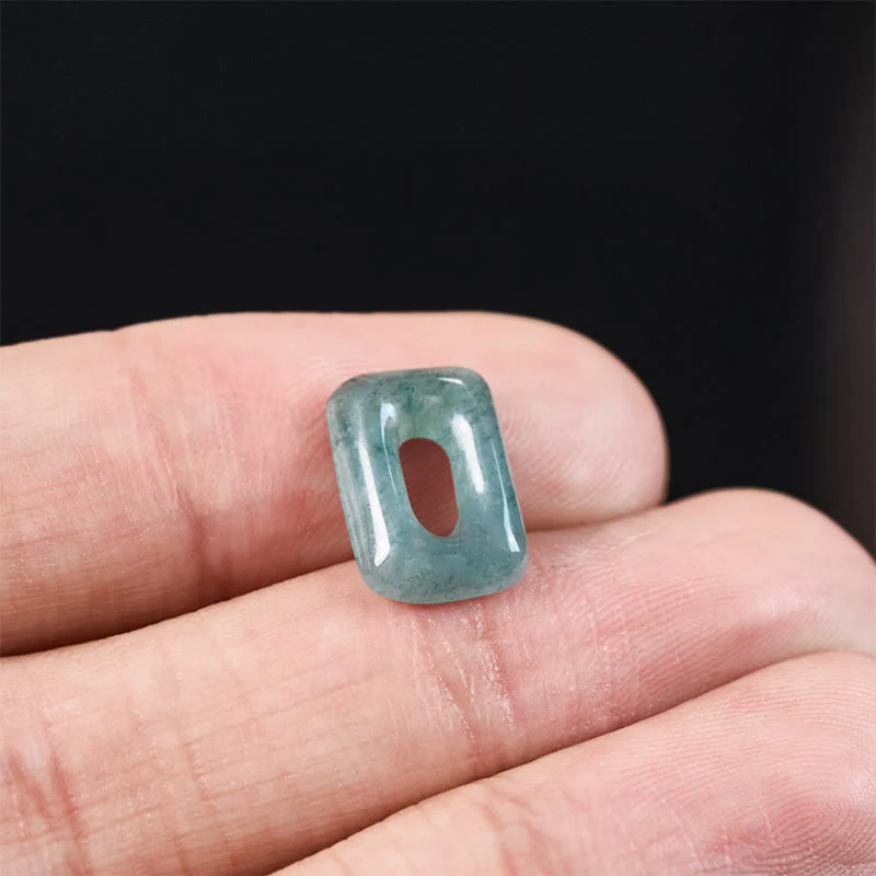 Buddha Stones Naszyjnik z wisiorkiem z zielonego jadeitu w kształcie kwadratu o małej objętości - Image 11