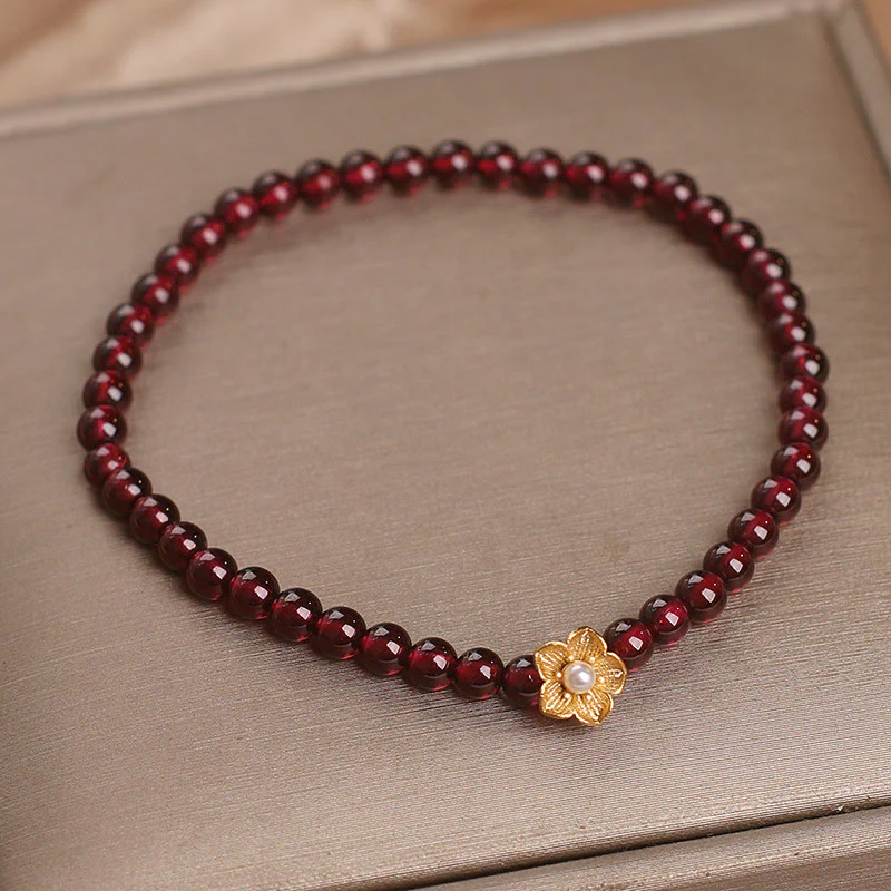 Buddha Stones Natural 4mm Granat Beads Flower Passion - Image 3