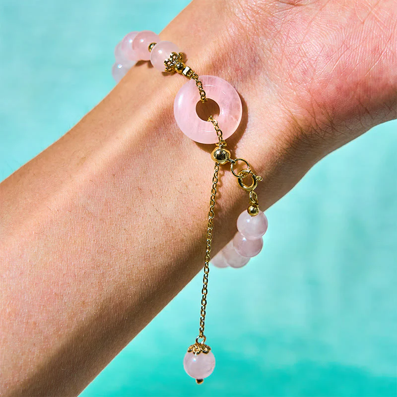 Buddha Stones Natural Pink Crystal Beads Peace Buckle Self-accepting - Image 3