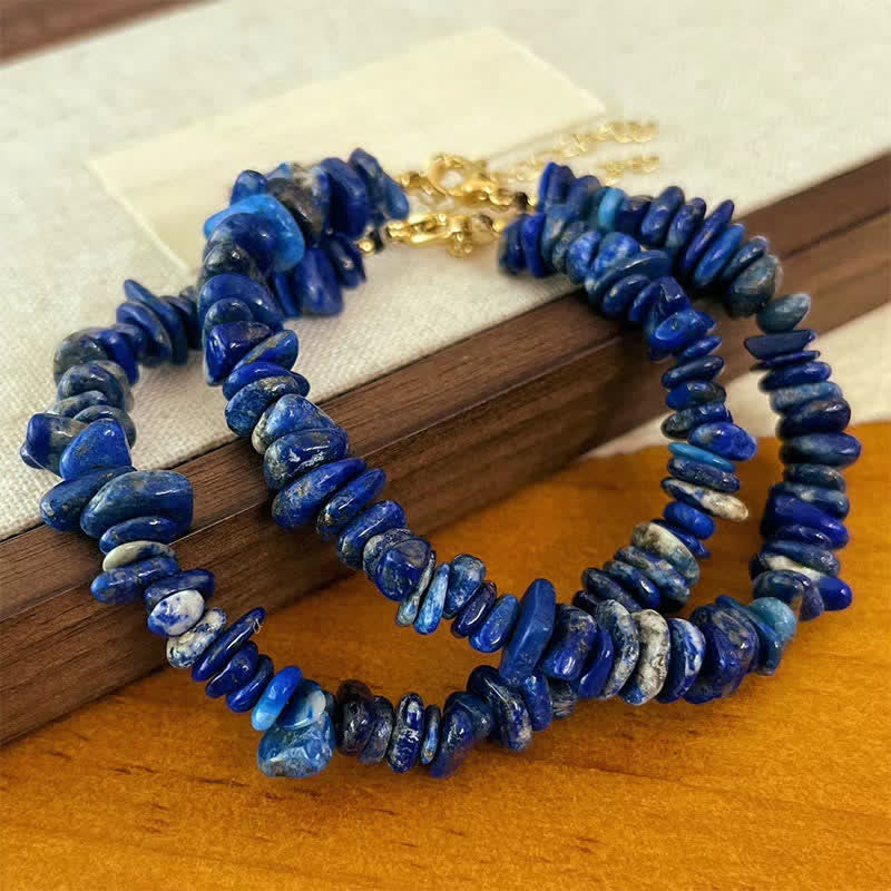 Buddha Stones Naturalna nieregularna bransoletka z lapis lazuli i lazurytu - Image 3