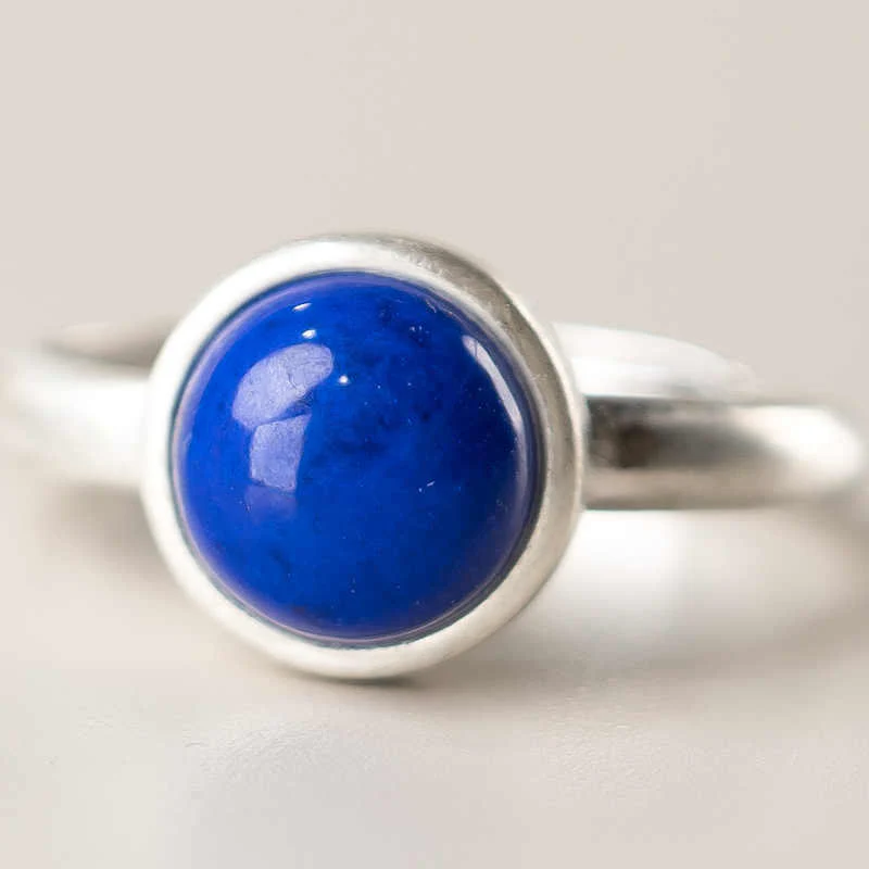 Pierścionek balansowy z naturalnym, regulowanym lazurytem z lapis lazuli i srebra próby 925 z Buddha Stones - Image 4