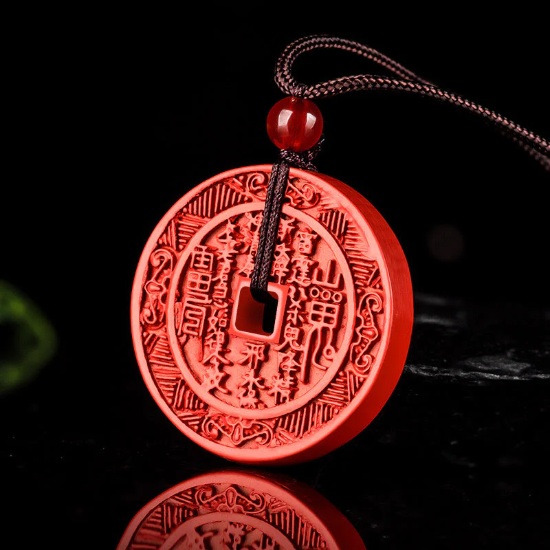 Buddha Stones Naturalne Duchy Górskie Cinnabar Wydaj Pieniądze Bagua Design Błogosławieństwo Naszyjnik Wisiorek - Image 4