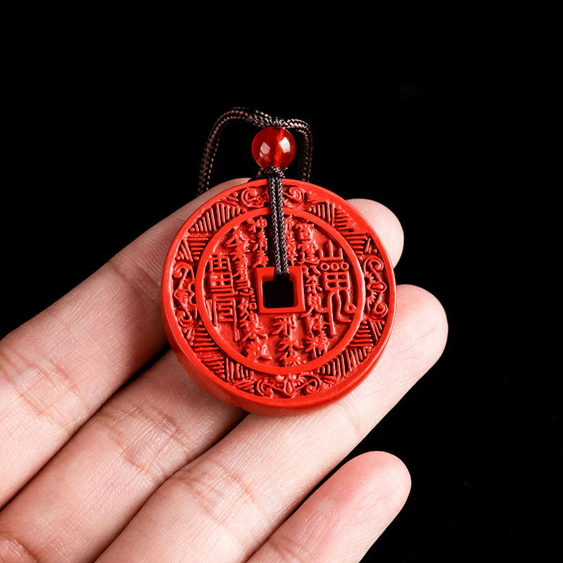 Buddha Stones Naturalne Duchy Górskie Cinnabar Wydaj Pieniądze Bagua Design Błogosławieństwo Naszyjnik Wisiorek - Image 8