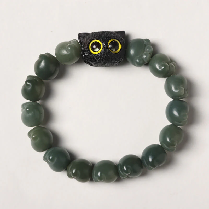 Buddha Stones Naturalne Nasiona Bodhi Ładna Łapa Drewno Hebanowe Szczęście Kot Mądrość Bransoletka - Image 14