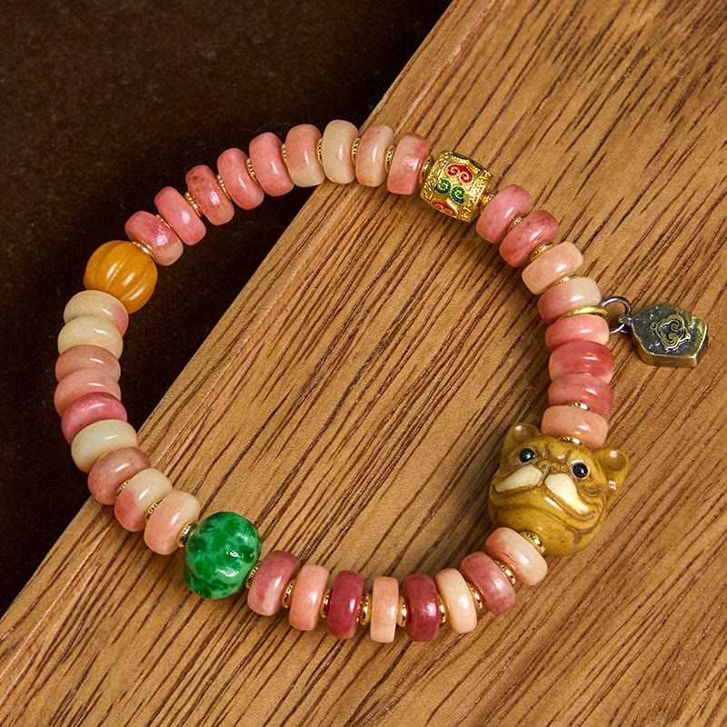 Buddha Stones Naturalne Tybetańskie Wielbłądzie Kość Fioletowe Koraliki Krwi Mops Bransoletka Szczęścia - Image 3