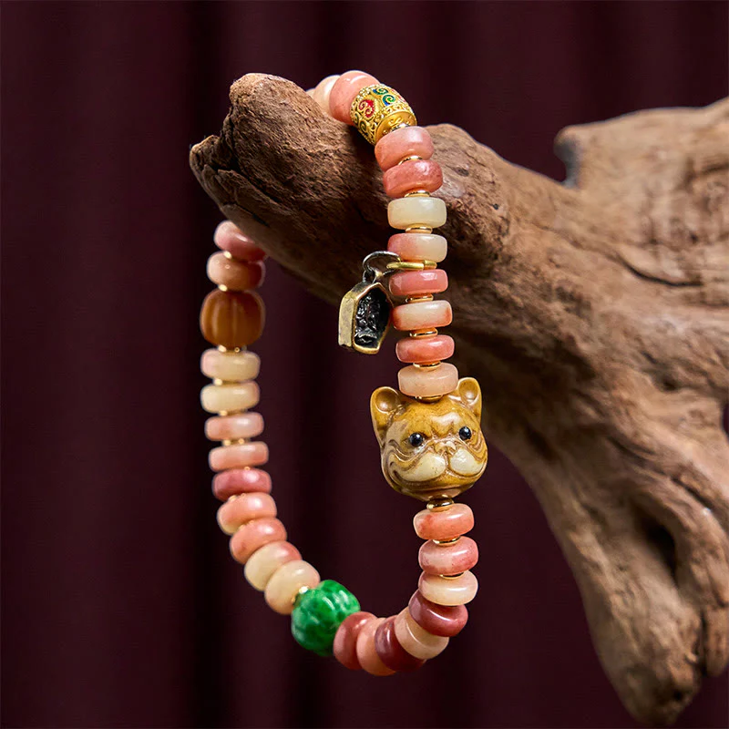 Buddha Stones Naturalne Tybetańskie Wielbłądzie Kość Fioletowe Koraliki Krwi Mops Bransoletka Szczęścia - Image 4