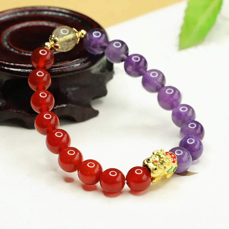 Buddha Stones Naturalny Ametyst Czerwony Agat Pi Xiu Balance - Image 3