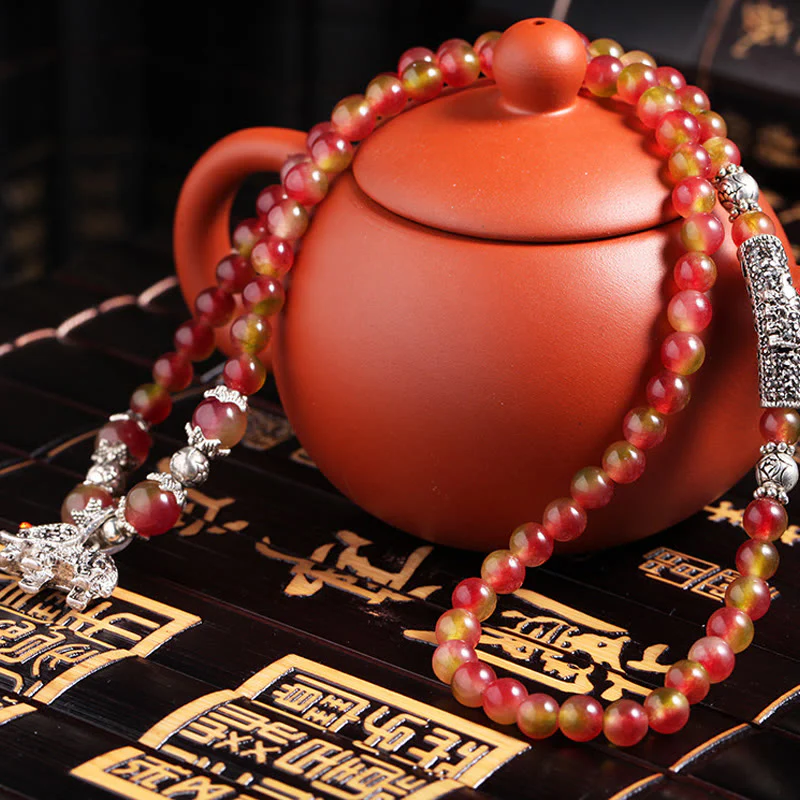 Buddha Stones Naturalny Arbuz Turmalin PiXiu Elephant Positive Triple Wrap Bransoletka - Image 10