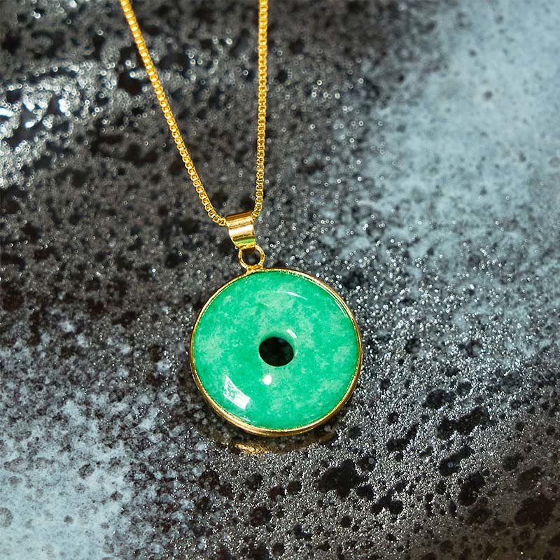 Buddha Stones Naturalny Cyjan Jade Peace Buckle Healing Luck Naszyjnik Wisiorek - Image 3