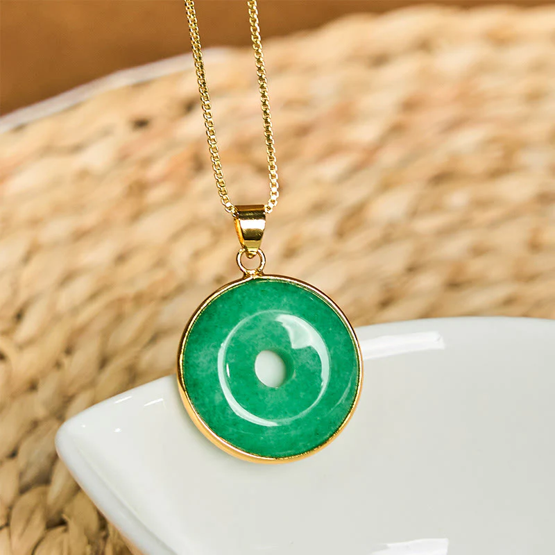 Buddha Stones Naturalny Cyjan Jade Peace Buckle Healing Luck Naszyjnik Wisiorek - Image 4