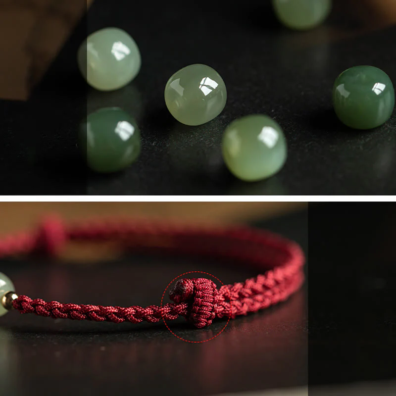 Buddha Stones Naturalny Cynober Chiński Zodiak Hetian Jade Fu Charakter Szczęścia Bransoletka Lina - Image 21