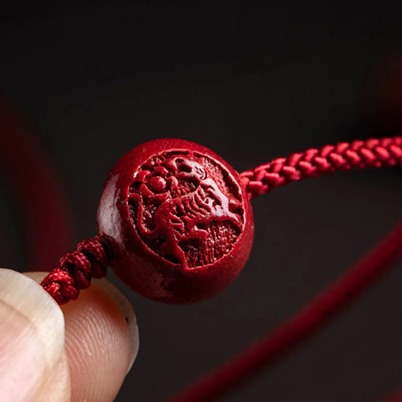 Buddha Stones Naturalny Cynober Chiński Zodiak Tykwa Spokojny Błogosławieństwo Czerwony Sznurek Łańcuch Brzuch - Image 11