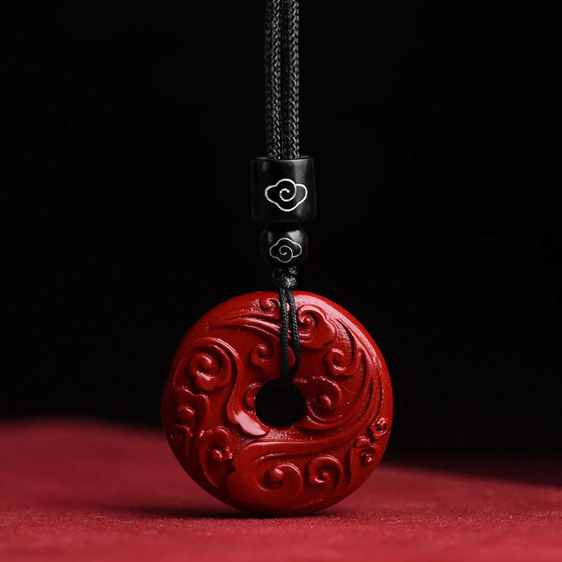 Buddha Stones Naturalny Cynober Lotos Klamra Pokoju Błogosławieństwo Naszyjnik Wisiorek Sznurkowy
