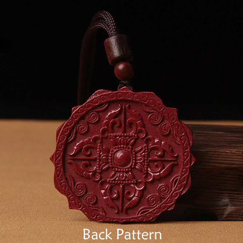 Buddha Stones Naturalny Cynobrowy Lotos Om Mani Padme Hum Błogosławieństwo Naszyjnik Wisiorek Sznurkowy - Image 3